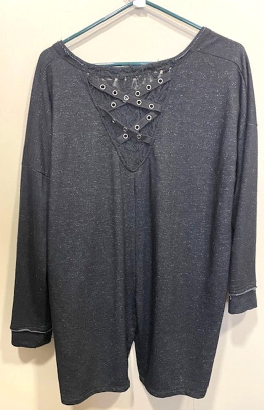 Maurices Washed Out Black Tunic Length Lace Detail Top Women's Sz 1X